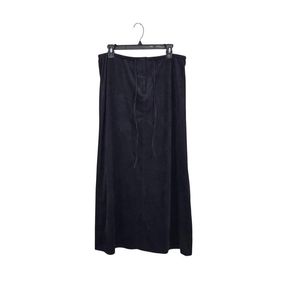 VTG Jones New York Country Faux Suede Maxi Skirt Stretch Tie Front Sz 10 Medium